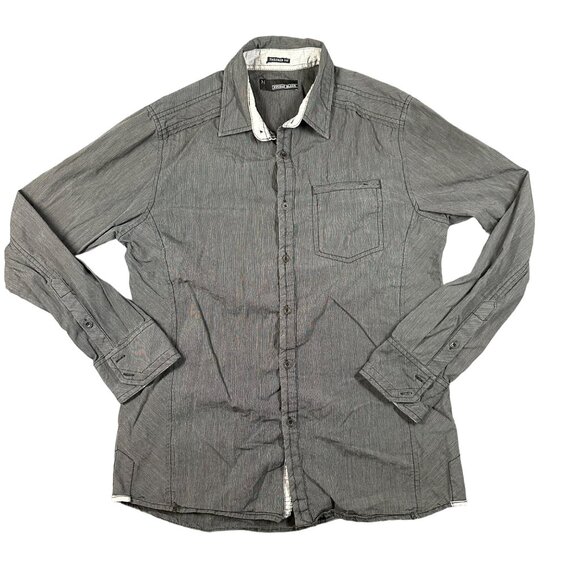 Buckle Black Mens Medium Gray Tailored‎ Fit Long Sleeve Button Up Casual Shirt - Picture 1 of 11